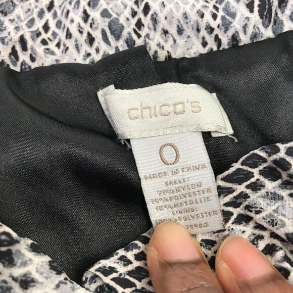 Chicos Womens Crinkle Jacket Snakeskin Print Long Sleeve Snap Button 0 S Small - Picture 4 of 12